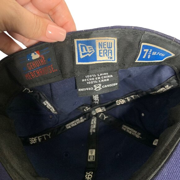 New Era MLB All Over Logos Hat Fitted 7 3/8 Wool 100th Season 59Fifty Baseball - Picture 5 of 6